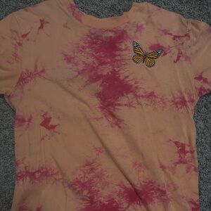 Empyre Orange and Pink Tie-Dye Tee with Butterfly